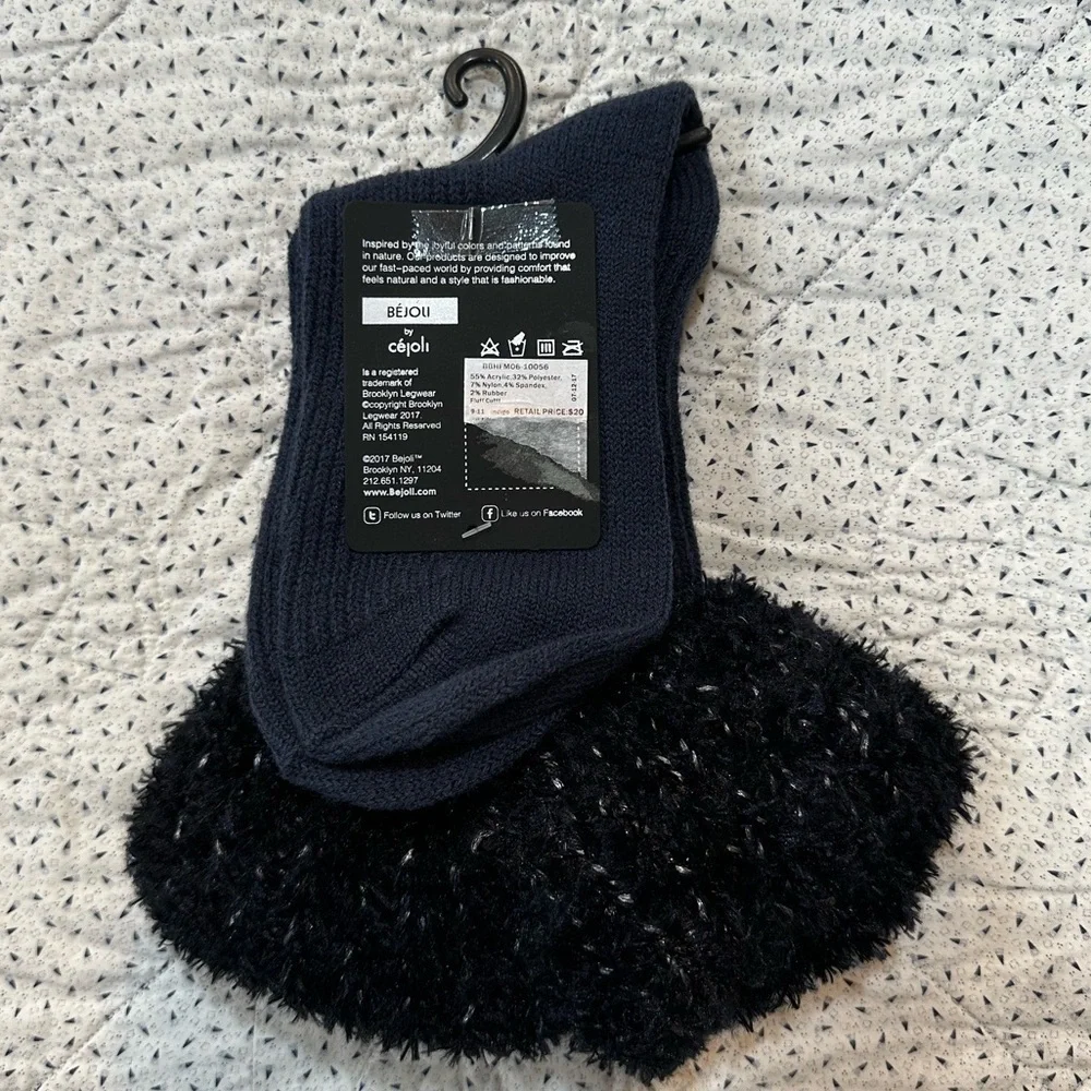 Bejoli Fluff Cuff Boot Topper Crew - Indigo